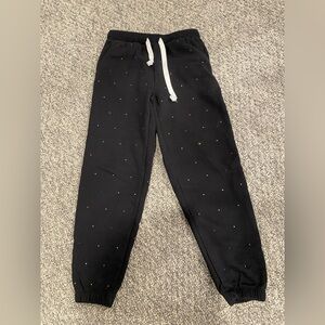 Katie J NYC girl’s black jogger pants with sparkle dots